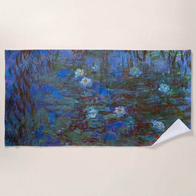 Claude Monet - Blue Water Lilies Beach Towel (Front)