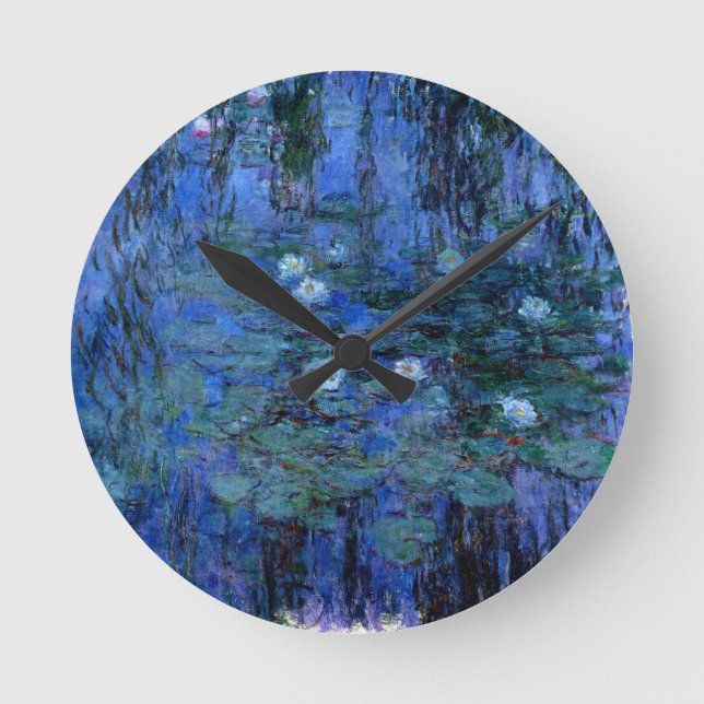 Claude Monet Blue Water Lilies Round Clock (Front)