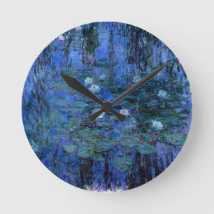 Claude Monet Blue Water Lilies Round Clock