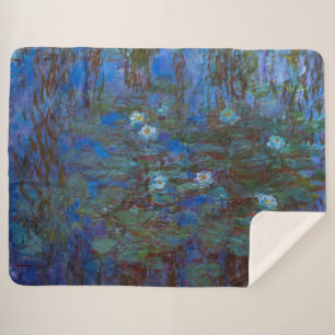 Claude Monet - Blue Water Lilies Sherpa Blanket