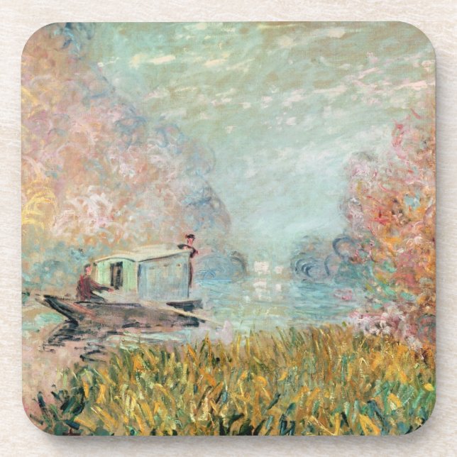 Claude Monet |  Boat Studio on the Seine Coaster (Front)