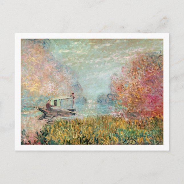 Claude Monet |  Boat Studio on the Seine Postcard (Front)