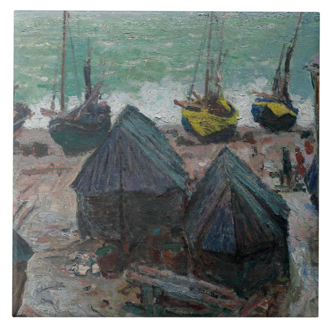 Claude Monet - Boats on the Beach at Etretat Tile (Front)