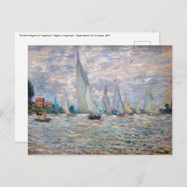 Claude Monet - Boats Regatta at Argenteuil Postcard (Front/Back)