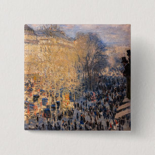 Claude Monet - Boulevard des Capucines in Paris 15 Cm Square Badge