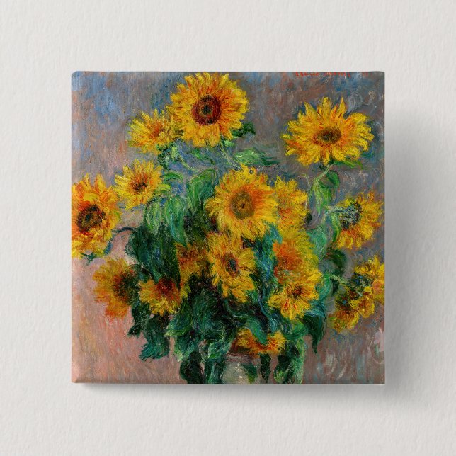 Claude Monet - Bouquet of Sunflowers 15 Cm Square Badge (Front)