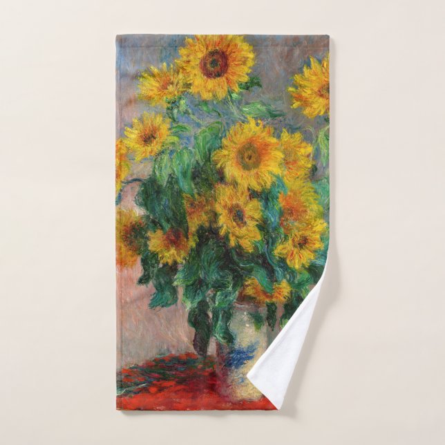 Claude Monet - Bouquet of Sunflowers Bath Towel Set (Hand Towel)