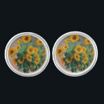 Claude Monet - Bouquet of Sunflowers Cufflinks<br><div class="desc">Bouquet of Sunflowers / Bouquet de tournesols - Claude Monet,  Oil on Canvas,  1881</div>