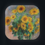 Claude Monet - Bouquet of Sunflowers Paper Plate<br><div class="desc">Bouquet of Sunflowers / Bouquet de tournesols - Claude Monet,  Oil on Canvas,  1881</div>