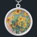 Claude Monet - Bouquet of Sunflowers Silver Plated Necklace<br><div class="desc">Bouquet of Sunflowers / Bouquet de tournesols - Claude Monet,  Oil on Canvas,  1881</div>