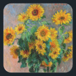 Claude Monet - Bouquet of Sunflowers Square Sticker<br><div class="desc">Bouquet of Sunflowers / Bouquet de tournesols - Claude Monet,  Oil on Canvas,  1881</div>