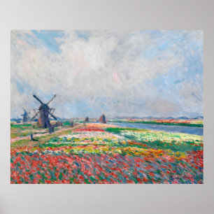 Claude Monet, Bulbfield and Windmill Near Leyden Poster