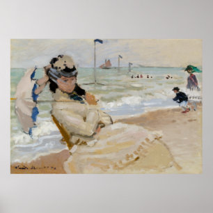 Claude Monet - Camille on the Beach at Trouville Poster