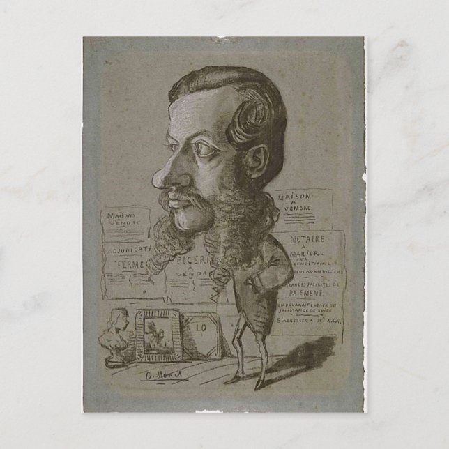 Claude Monet Caricature of L?on Manchon c. 1855-18 Postcard (Front)