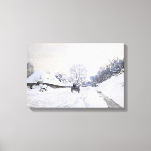 Claude Monet - Cart on the Snowy Road at Honfleur Canvas Print