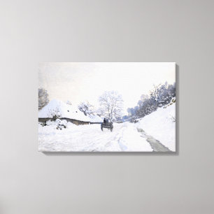 Claude Monet - Cart on the Snowy Road at Honfleur Canvas Print