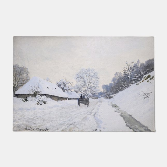 Claude Monet - Cart on the Snowy Road at Honfleur Doormat (Front)