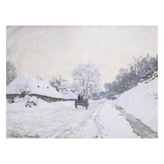 Claude Monet - Cart on the Snowy Road at Honfleur Tablecloth (Front (Horizontal))
