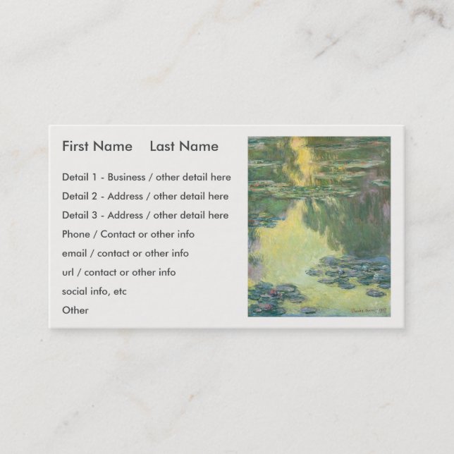 Claude Monet Classic Painting, Waterlilies (1907) Business Card (Front)