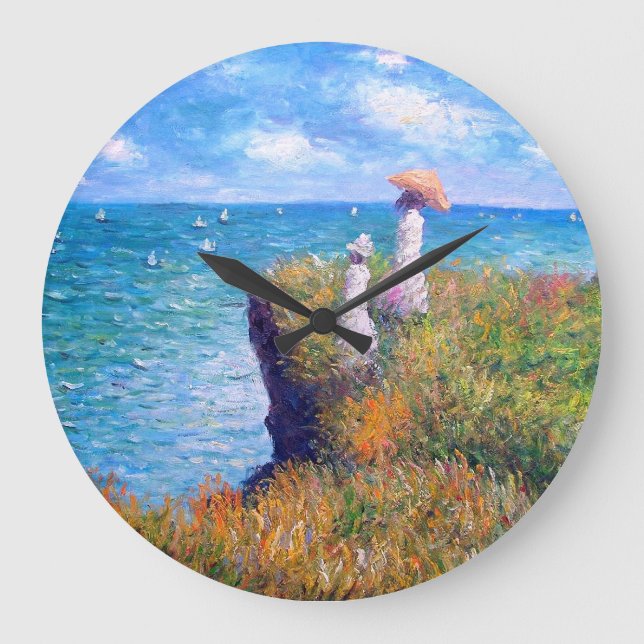 Claude Monet: Cliff Walk at Pourville Large Clock (Front)