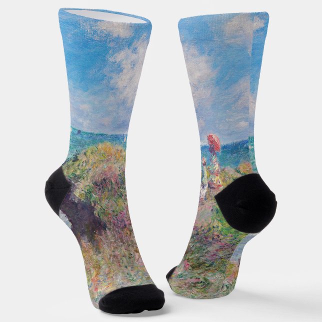 Claude Monet - Cliff Walk at Pourville Socks (Angled)