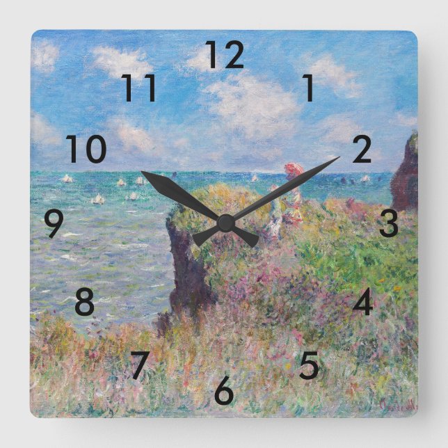 Claude Monet - Cliff Walk at Pourville Square Wall Clock (Front)