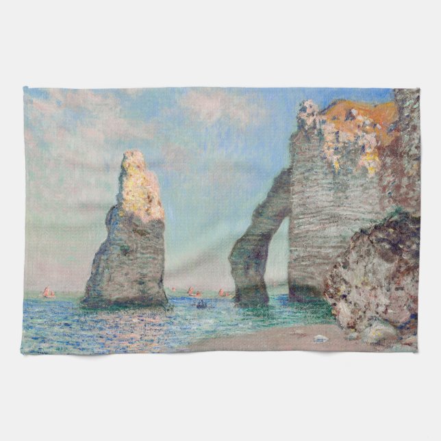 Claude Monet - Cliffs at Etretat Tea Towel (Horizontal)