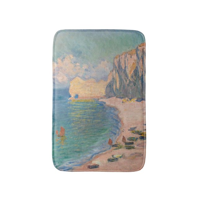 Claude Monet - Etretat: Beach and Falaise d'Amont Bath Mat (Front Vertical)