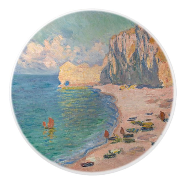 Claude Monet - Etretat: Beach and Falaise d'Amont Ceramic Knob (Front)