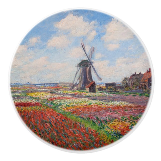 Claude Monet - Field of Tulips in Holland Ceramic Knob (Front)