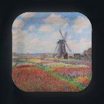 Claude Monet - Field of Tulips in Holland Paper Plate<br><div class="desc">Field of Tulips in Holland (Champs de tulipes en Hollande) - Claude Monet,  Oil on Canvas,  1886</div>