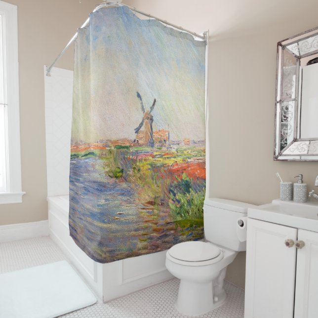 Claude Monet - Field of Tulips in Holland Shower Curtain (In Situ)