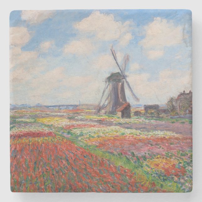 Claude Monet - Field of Tulips in Holland Stone Coaster (Front)