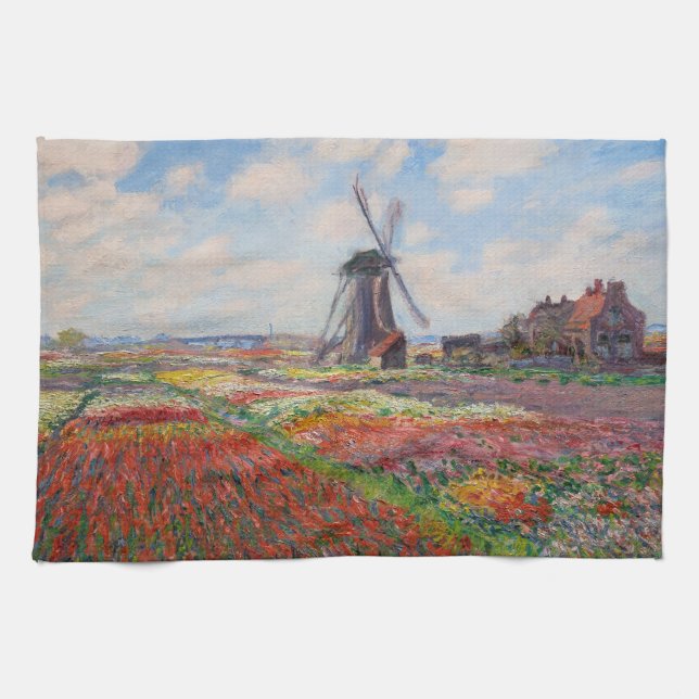 Claude Monet - Field of Tulips in Holland Tea Towel (Horizontal)