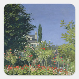 Claude Monet Flowering Garden at Sainte-Adresse Square Sticker