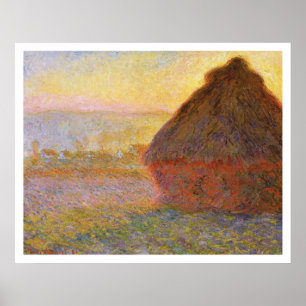 Claude Monet - Haystacks (at Sunset) Poster