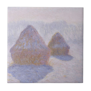 Claude Monet Haystacks Effect of Snow and Sun Tile