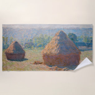 Claude Monet - Haystacks, end of Summer Beach Towel