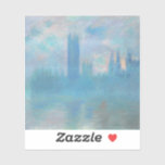 Claude Monet Houses of Parliament London. Blue<br><div class="desc">Claude Monet "Houses of Parliament,  London" sticker. Blue River Thames nature and city impressionism.</div>