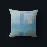 Claude Monet. Houses of Parliament London. Blue Cushion<br><div class="desc">Claude Monet "Houses of Parliament,  London" throw pillow.</div>