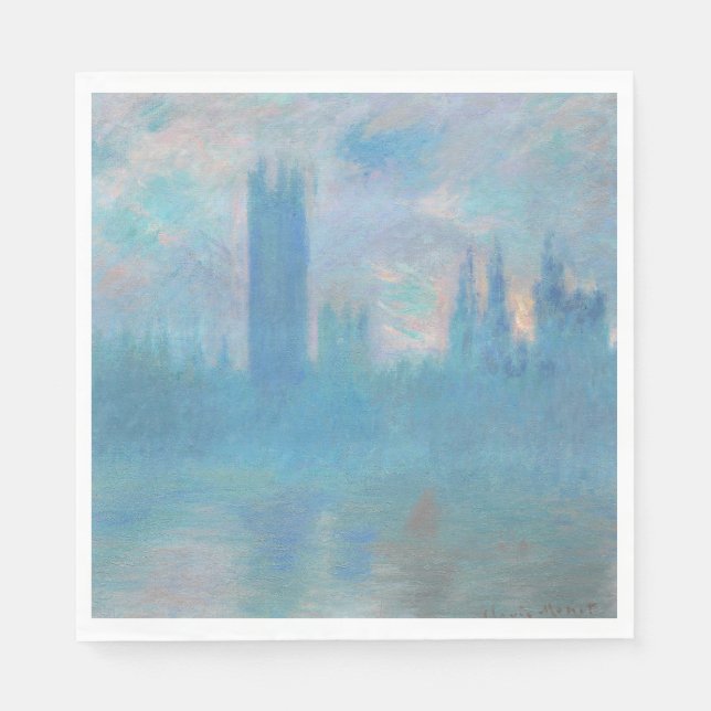 Claude Monet Houses of Parliament London. Blue Napkin (Front)