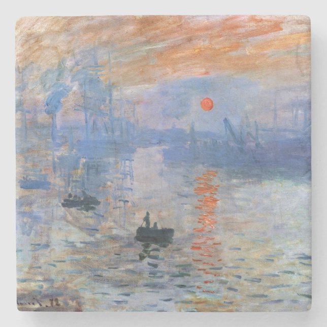 Claude Monet Impression Sunrise 1872 Harbor Art Stone Coaster (Front)