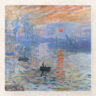 Claude Monet Impression Sunrise 1872 Harbour Art Glass Coaster
