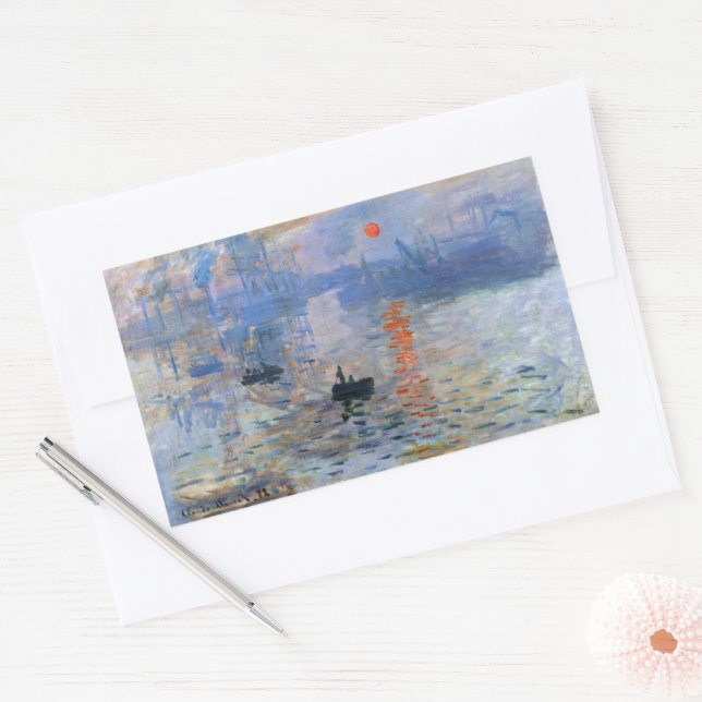 Claude Monet Impression Sunrise 1872 Harbour Art Rectangular Sticker (Envelope)