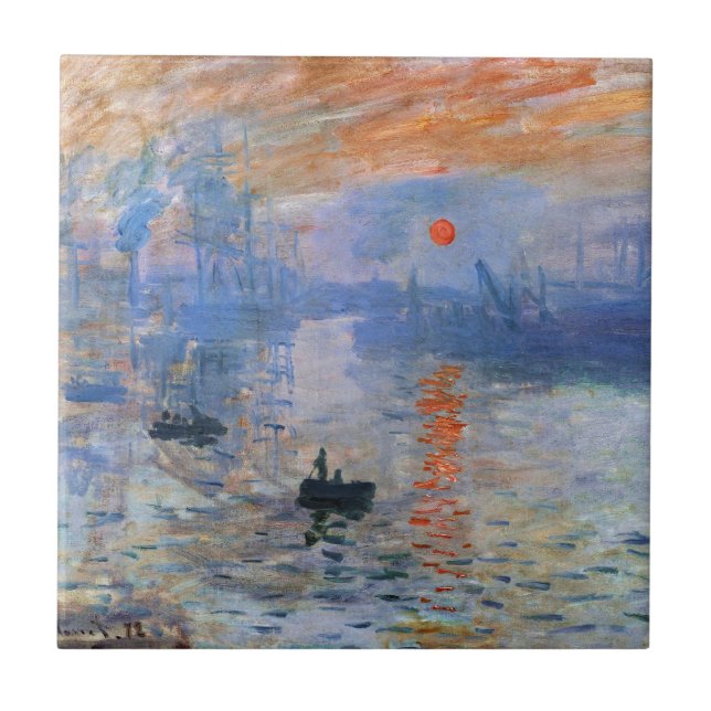 Claude Monet Impression Sunrise 1872 Harbour Art Tile (Front)