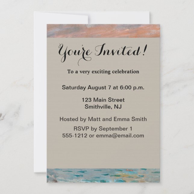Claude Monet Impression Sunrise French Invitation (Front)