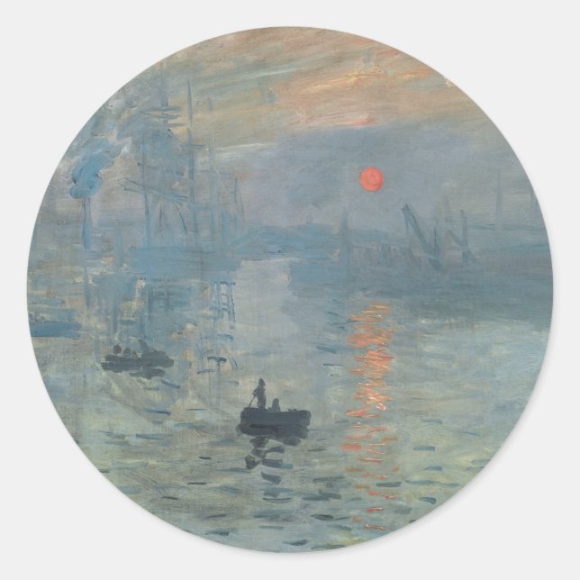 Claude Monet Impression Sunrise Soleil Levant Classic Round Sticker (Front)