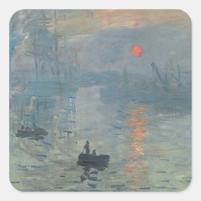 Claude Monet Impression Sunrise Soleil Levant Square Sticker (Front)