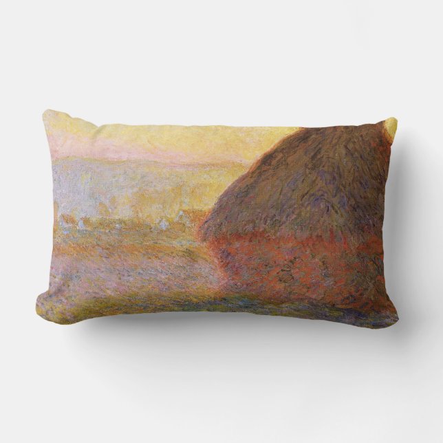 Claude Monet Impressionist Painting Graystaks I Lumbar Cushion (Front)