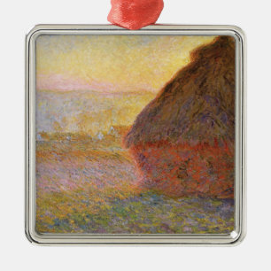 Claude Monet Impressionist Painting Graystaks I Metal Tree Decoration